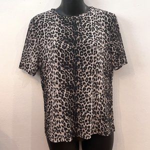 Wild Fable Sheer Cheetah Print Mesh Short Sleeve Shirt Size Small